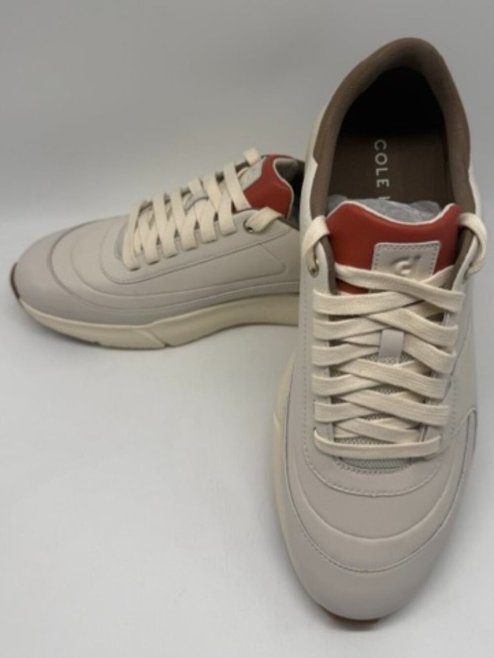 COLE HAAN LEATHER SNEAKER OFF WHITE X BROWN US MEN SIZE 8.5M
